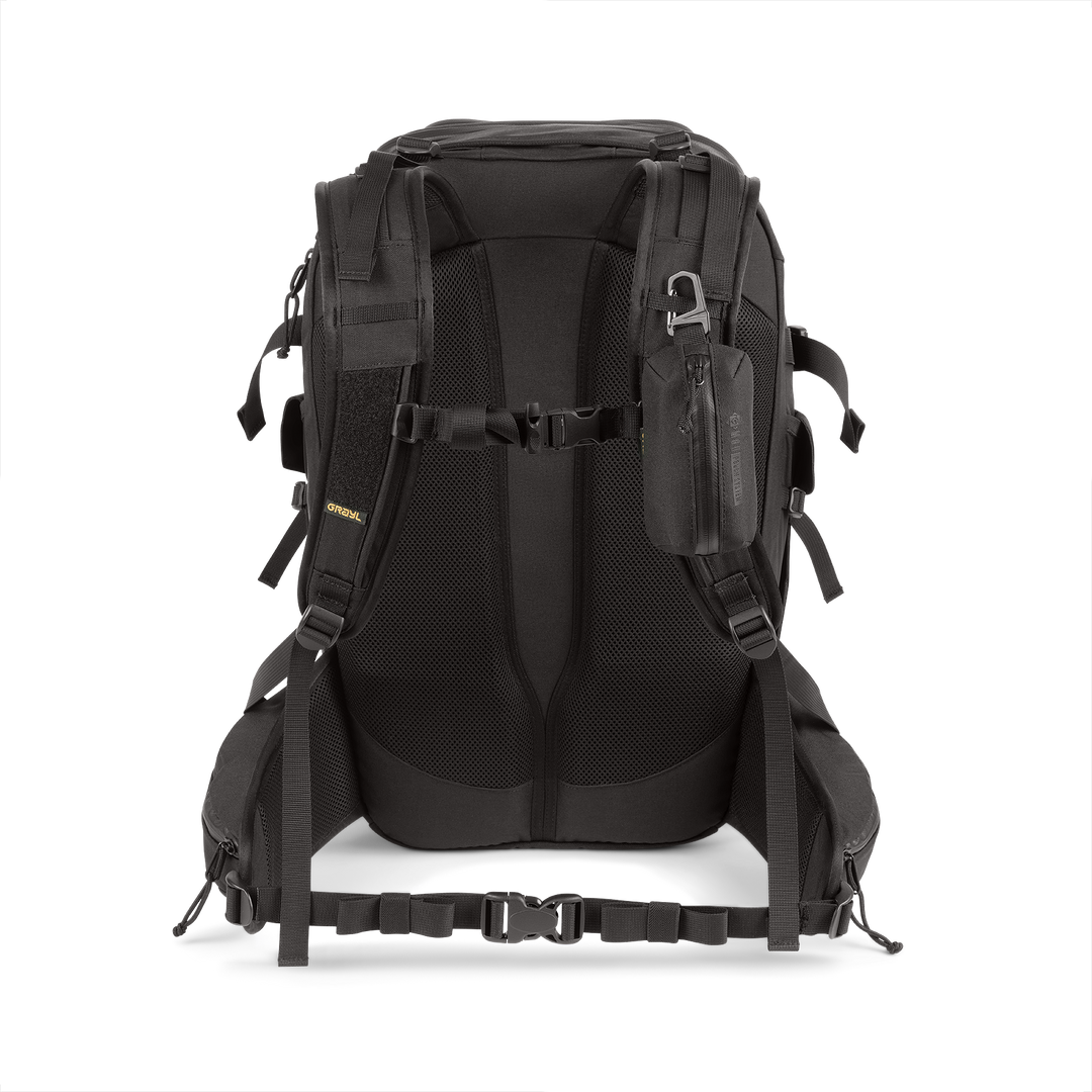 Grayl® Mission Expanse Backpack - 30L / Back View / Covert Black