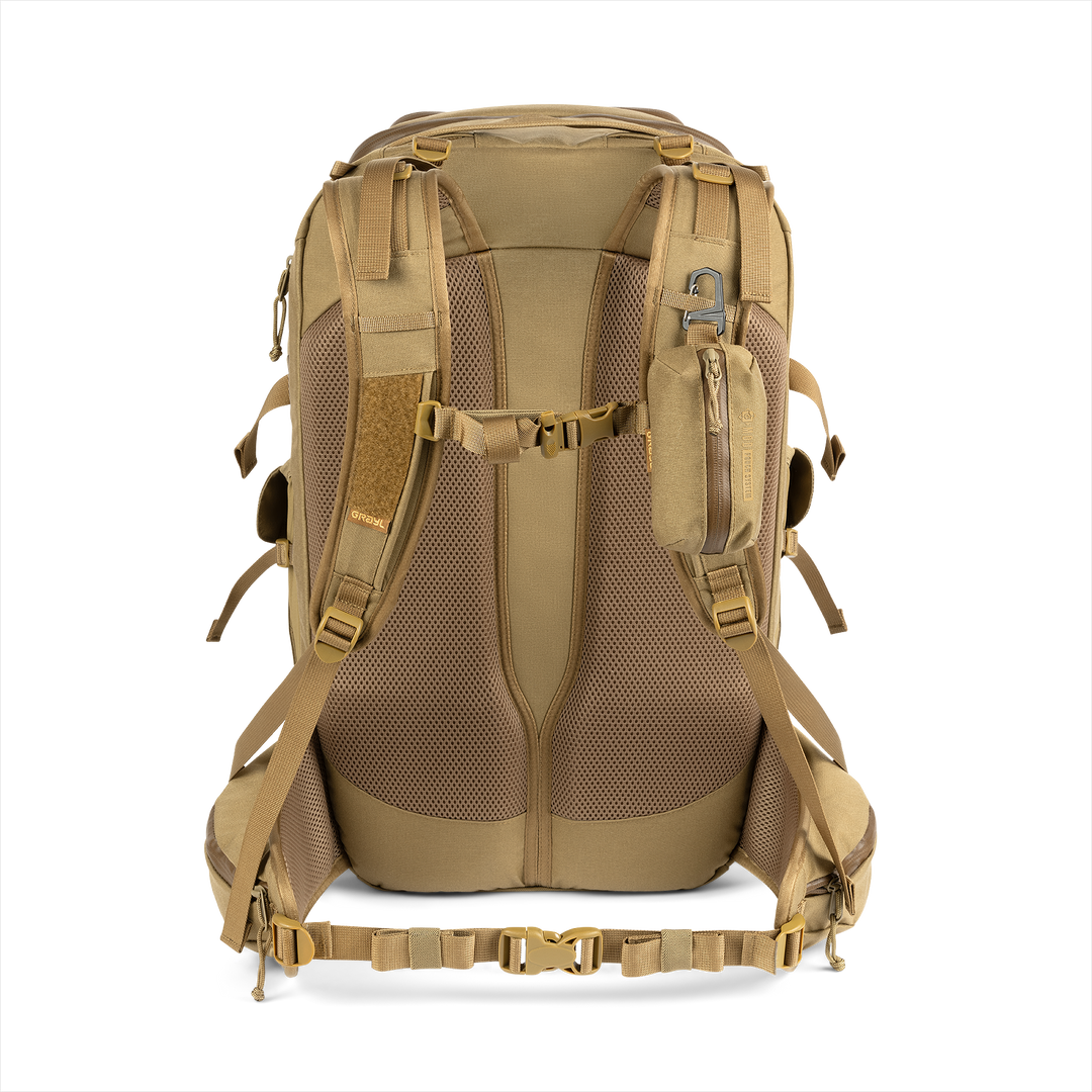 Grayl® Mission Expanse Backpack - 35L / Back View / Coyote Brown