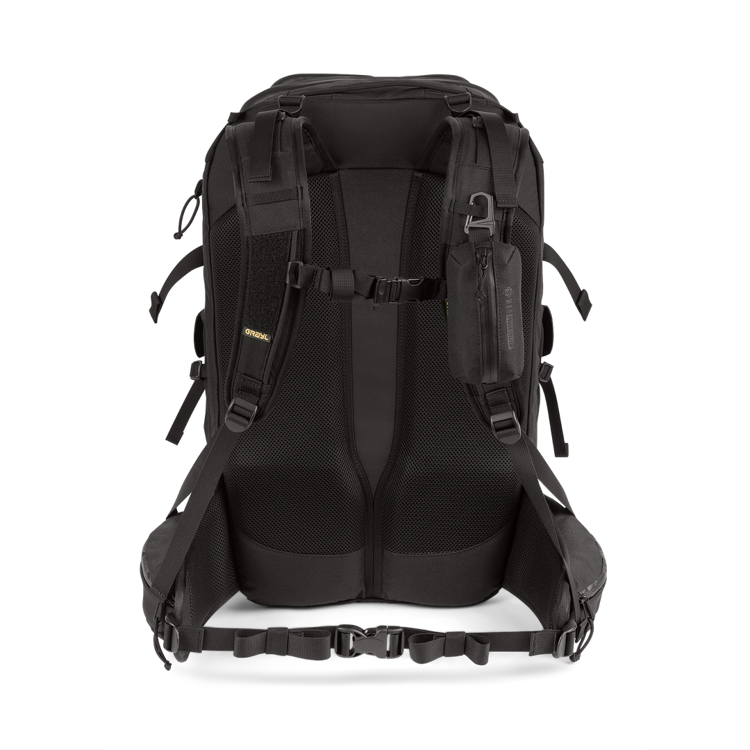Grayl® Mission Expanse Backpack - 35L / Back View / Covert Black