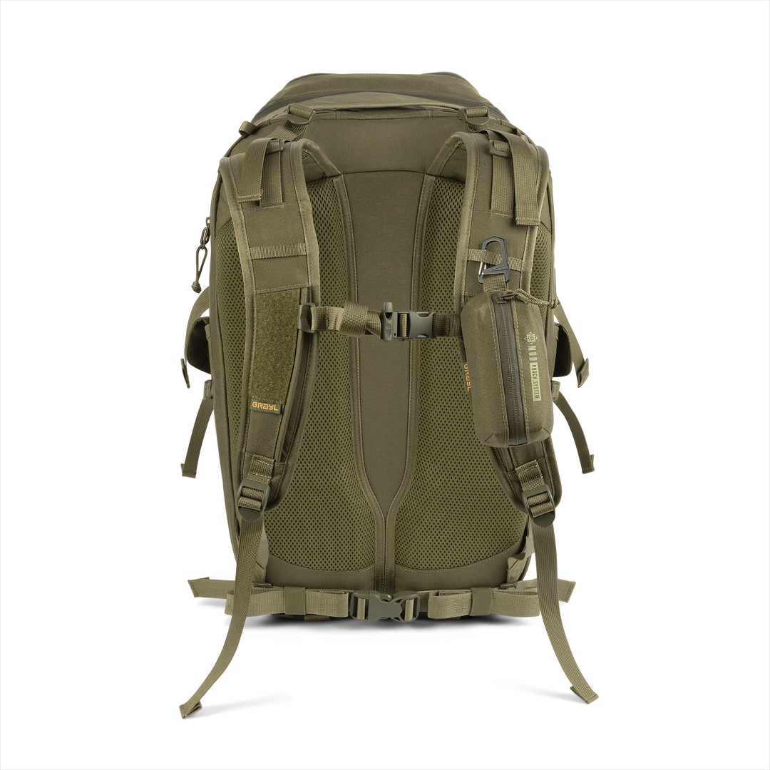 Grayl® Transport Expanse Backpack - 30L / Back View / Olive Drab