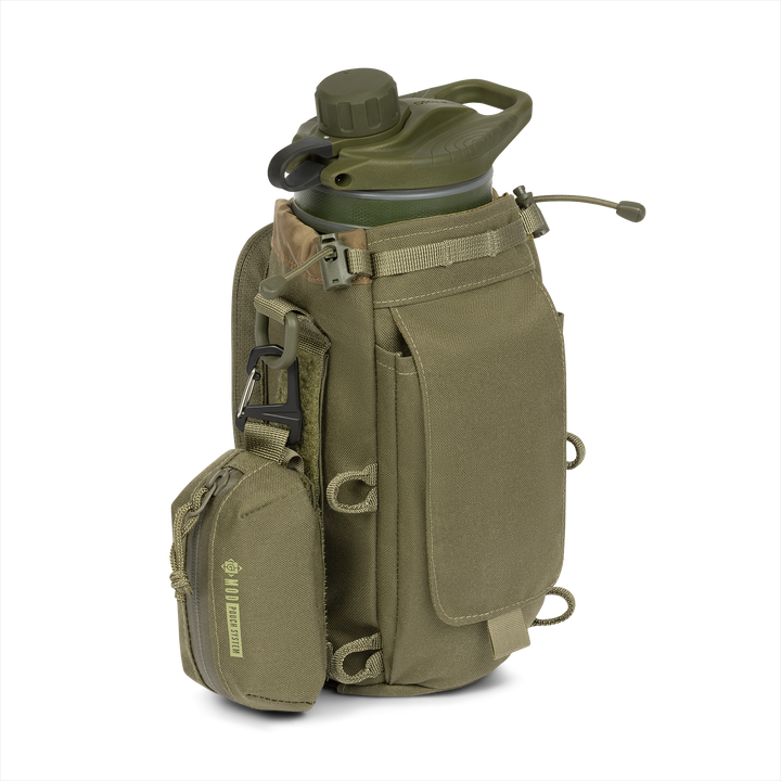 Grayl® Transport Water Bottle Sling - 1.7L / Back View with G-Mod Pouch / Olive Drab