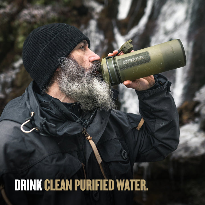 Best top rated Grayl GeoPress Filter and Purifier Water Bottle - 24 Fluid Ounces / Covert Edition / Drink View / Olive Drab