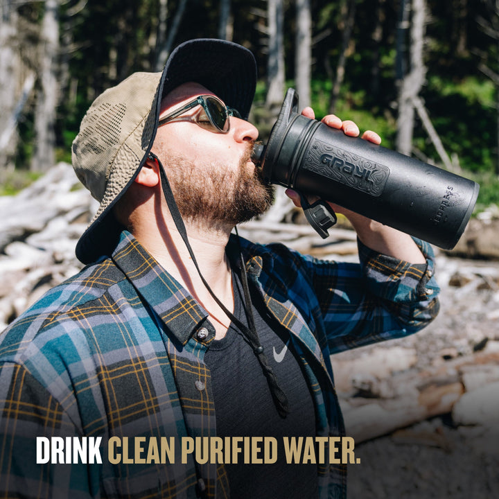 Best top rated Grayl GeoPress Filter and Purifier Water Bottle - 24 Fluid Ounces / Covert Edition / Drink View / Covert Black