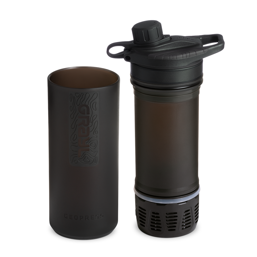 Best top rated Grayl GeoPress Filter and Purifier Water Bottle - 24 Fluid Ounces / Covert Edition / Separated View / Covert Black