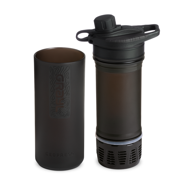 Best top rated Grayl GeoPress Filter and Purifier Water Bottle - 24 Fluid Ounces / Covert Edition / Separated View / Covert Black