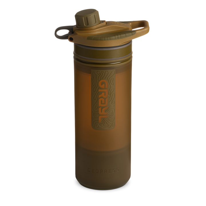 Best top rated Grayl GeoPress Filter and Purifier Water Bottle - 24 Fluid Ounces / Covert Edition / Standard View / Coyote Brown