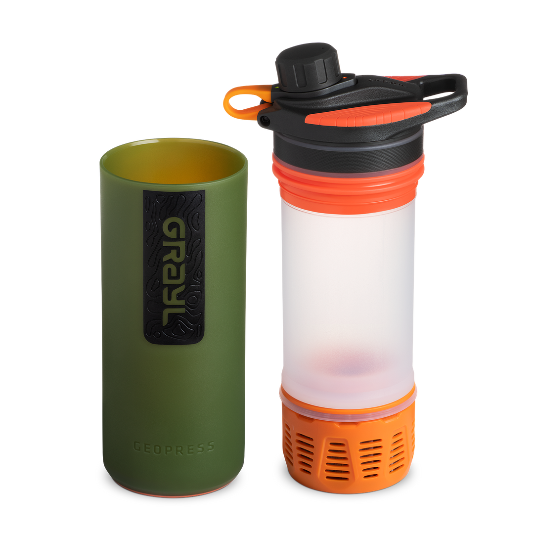 Best top rated Grayl GeoPress Filter and Purifier Water Bottle - 24 Fluid Ounces / Nature Edition / Separated View / Oasis Green