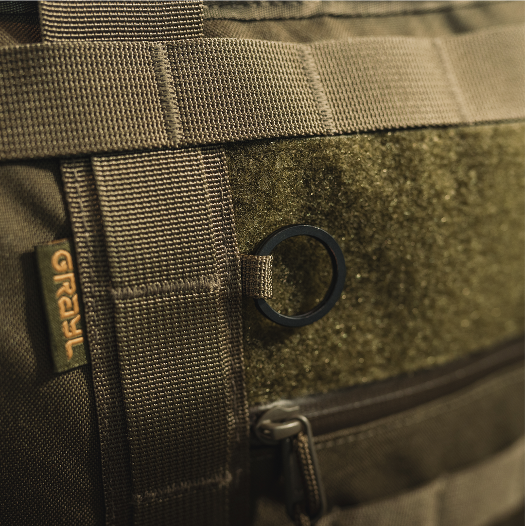 Bar tacked molle rail system.