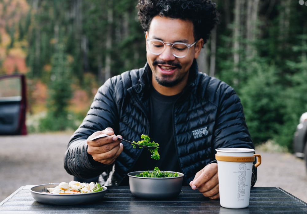 Use the Grayl Ti Spork and fork your kale. Flip to spoon your morning cereal.