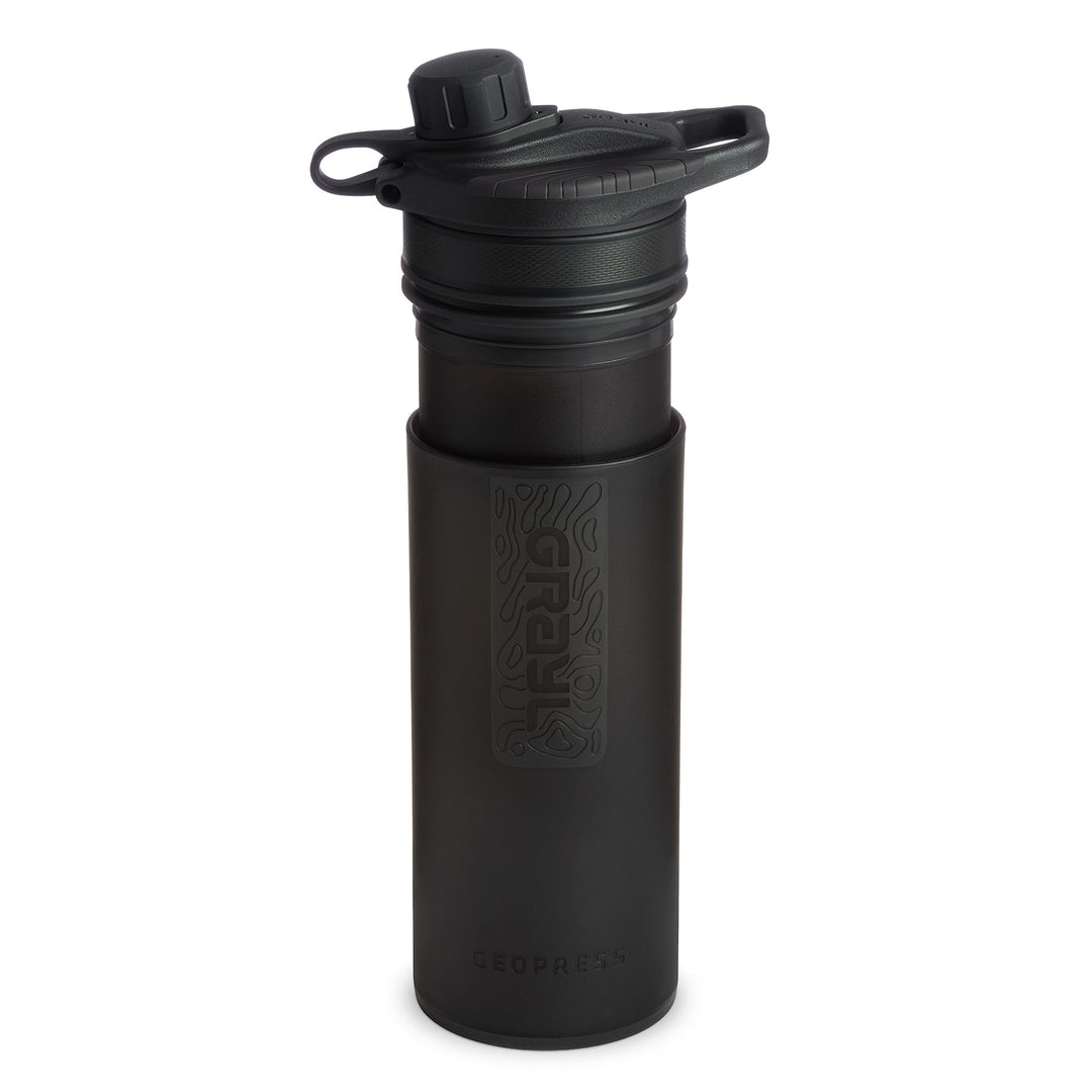 Am besten bewertet Grayl GeoPress Filter und Reiniger Wasserflasche - 24 Fluid Ounces / Covert Edition / Purifying Press View / Covert Black