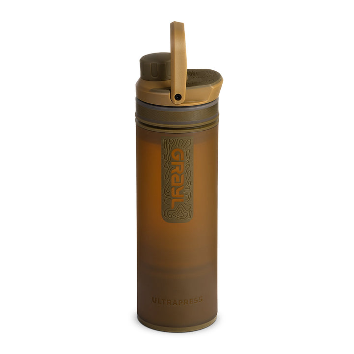 Am besten bewertet Grayl UltraPress Filter und Reiniger Wasserflasche - 16,9 Fluid Ounces / Covert Edition / FlipCarry Griff nach oben Blick / Coyote Brown