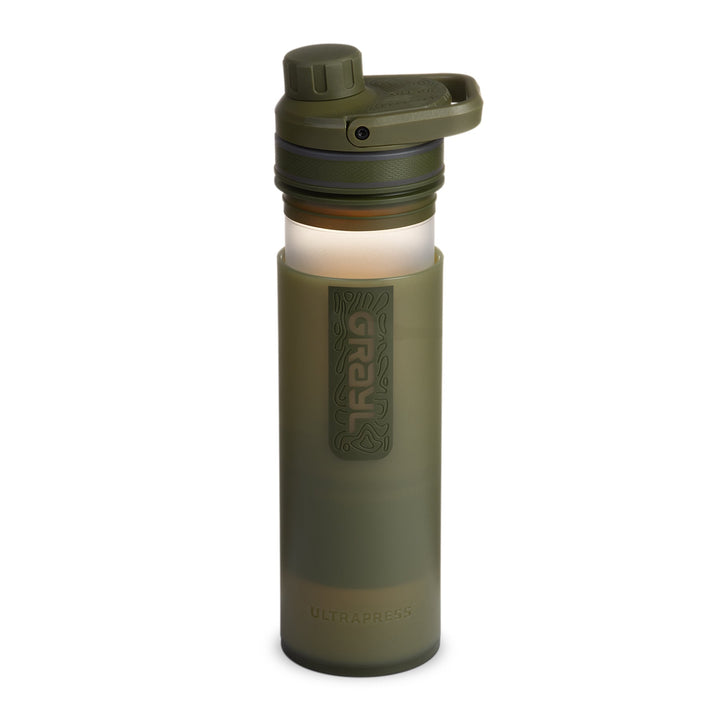 Am besten bewertet Grayl UltraPress Filter und Reiniger Wasserflasche - 16,9 Fluid Ounces / Covert Edition / Purifying Press View / Olive Drab