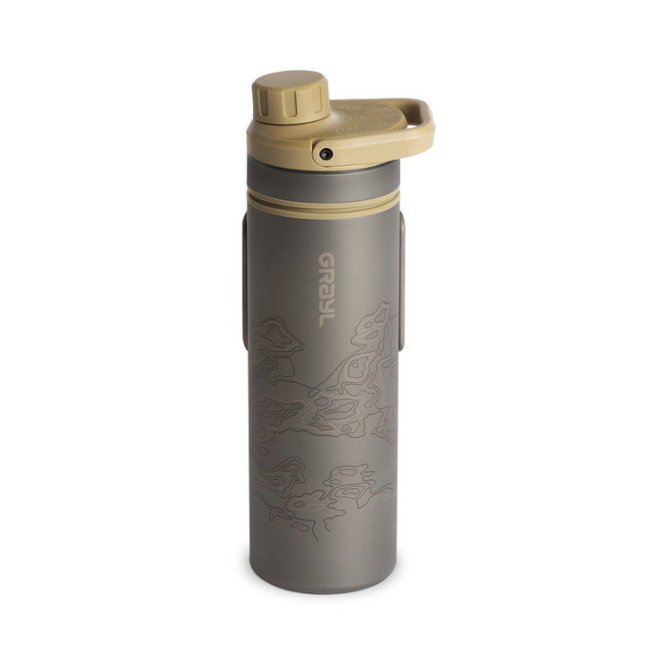 Grayl UltraPress Titanium Filter und Reiniger Wasserflasche - 16,9 Flüssigkeit Unzen / Covert Edition / Standardansicht / Desert Tan