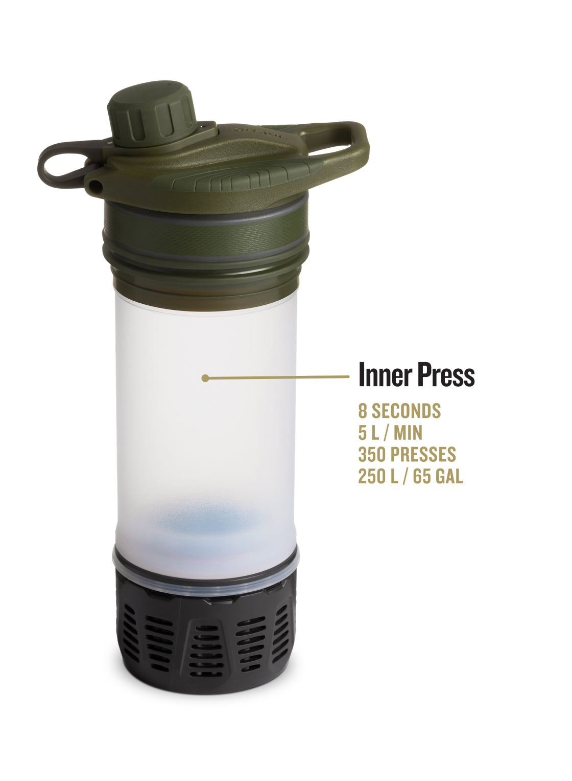 Die innere Presse fasst 24oz/710ml.