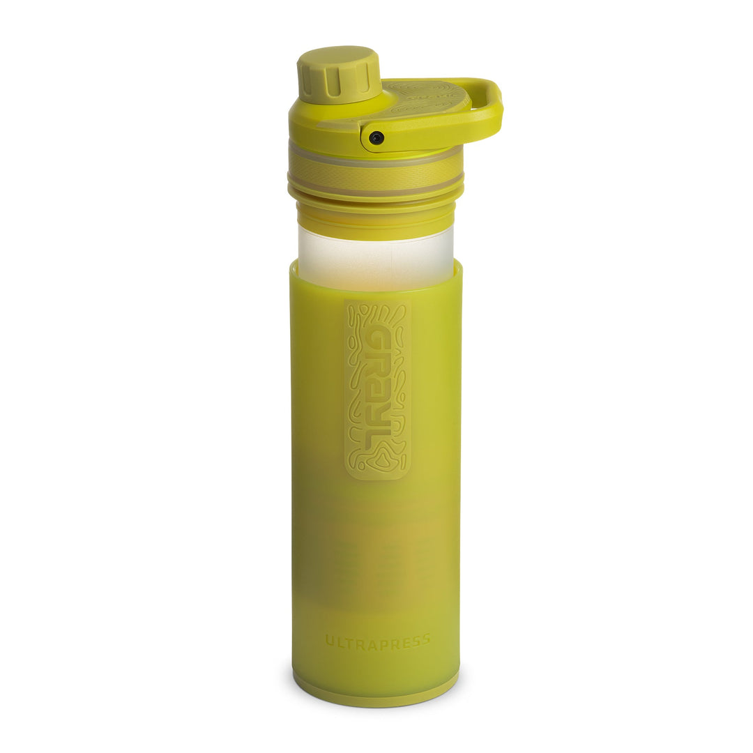 Meilleure bouteille d'eau filtrante et purificatrice Grayl UltraPress - 16.9 Fluid Ounces / Nature Edition / Purifying Press View / Forager Moss 