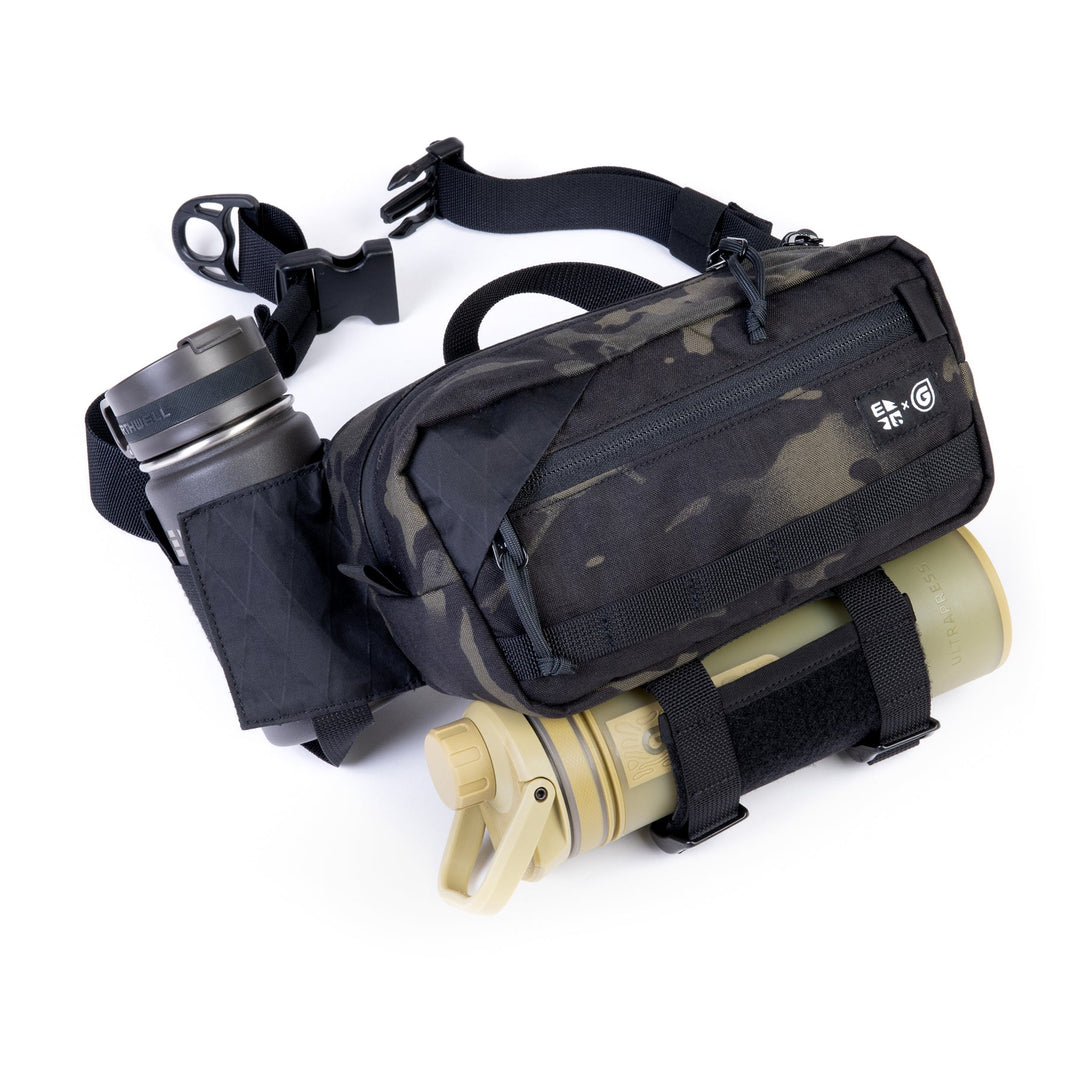 Earthwell® Grayl® 4,5L BottleLock™ Hip Pack / UltraPress® Desert Tan / Bottiglia Roaster™ da 12 oz / MultiCam Black